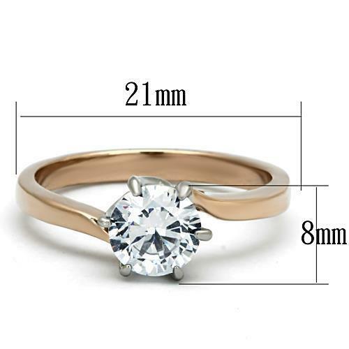 Jewellery Kingdom Cubic Zirconia 23CT Steel Solitaire Engagement Ring (Rose Gold) - Engagement Rings - British D'sire
