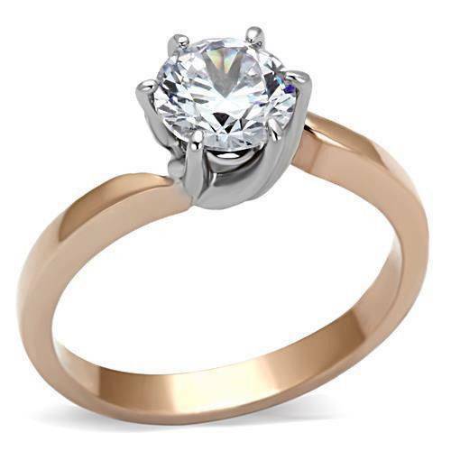 Jewellery Kingdom Cubic Zirconia 23CT Steel Solitaire Engagement Ring (Rose Gold) - Engagement Rings - British D'sire Main image