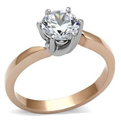 Jewellery Kingdom Cubic Zirconia 23CT Steel Solitaire Engagement Ring (Rose Gold) - Engagement Rings - British D'sire