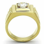 Jewellery Kingdom Cubic Zirconia 2CT Solitaire Signet Pinky Steel Mens Gold Ring - Jewelry Rings - British D'sire