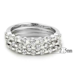 Jewellery Kingdom Cubic Zirconia 3 Bands Eternity Rhodium Ladies Stacking Ring Set (Silver) - Jewelry Rings - British D'sire