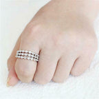 Jewellery Kingdom Cubic Zirconia 3 Bands Eternity Rhodium Ladies Stacking Ring Set (Silver) - Jewelry Rings - British D'sire