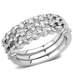 Jewellery Kingdom Cubic Zirconia 3 Bands Eternity Rhodium Ladies Stacking Ring Set (Silver) - Jewelry Rings - British D'sire