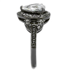 Jewellery Kingdom Cubic Zirconia 3 Carat Cubic Zirconia Ladies Pear Ring (Black) - Rings - British D'sire