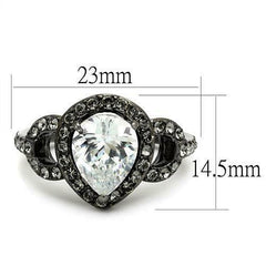 Jewellery Kingdom Cubic Zirconia 3 Carat Cubic Zirconia Ladies Pear Ring (Black) - Rings - British D'sire