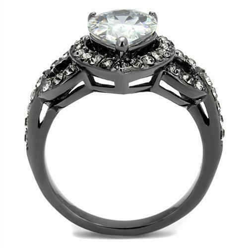 Jewellery Kingdom Cubic Zirconia 3 Carat Cubic Zirconia Ladies Pear Ring (Black) - Rings - British D'sire