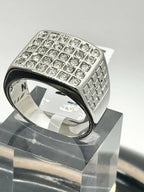 Jewellery Kingdom Cubic Zirconia 30 Stone Bling Stainless Steel Mens Signet Ring (Silver) - Jewelry Rings - British D'sire