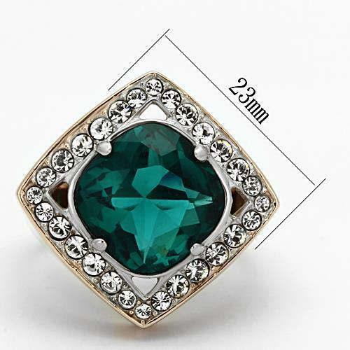 Jewellery Kingdom Cubic Zirconia 3CT Cocktail Green Steel Sparkling Emerald Rose Gold Ladies Ring Secondary image