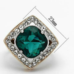 Jewellery Kingdom Cubic Zirconia 3CT Cocktail Green Steel Sparkling Emerald Rose Gold Ladies Ring - Jewelry Rings - British D'sire