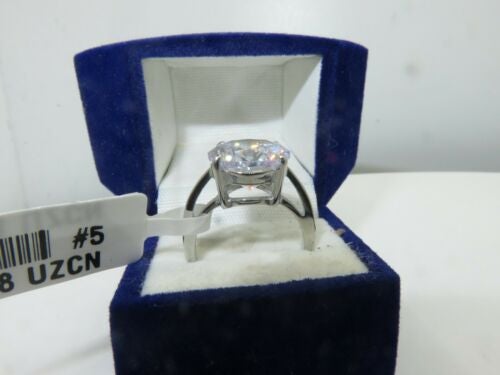 Jewellery Kingdom Cubic Zirconia 5 CT Stainless Steel Super Sparkling Ladies Solitaire Ring (Silver) - Jewelry Rings - British D'sire