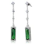 Jewellery Kingdom Cubic Zirconia 53mm Dangle Drop Sterling Silver 925 Elegant Emerald Silver Earrings - Earrings - British D'sire