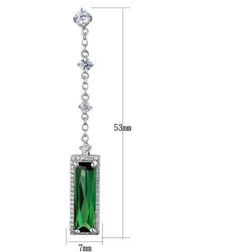 Jewellery Kingdom Cubic Zirconia 53mm Dangle Drop Sterling Silver 925 Elegant Emerald Silver Earrings - Earrings - British D'sire