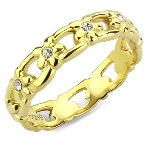 Jewellery Kingdom Cubic Zirconia 5mm Wedding Eternity 18kt Steel Ladies Gold Band Ring - Jewelry Rings - British D'sire Main image