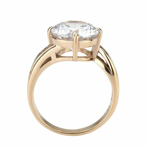 Jewellery Kingdom Cubic Zirconia 7CT Big Bold Sparkling Ladies Solitaire Ring (Rose Gold) - Jewelry Rings - British D'sire