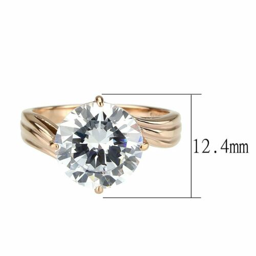 Jewellery Kingdom Cubic Zirconia 7CT Big Bold Sparkling Ladies Solitaire Ring (Rose Gold) - Jewelry Rings - British D'sire