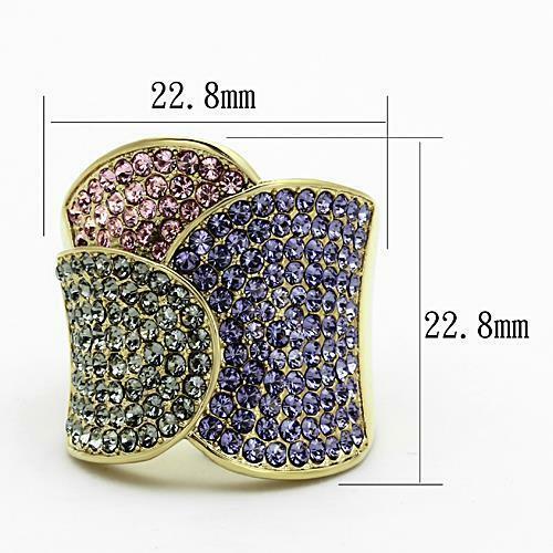 Jewellery Kingdom Cubic Zirconia Amethyst Peridot Pink Steel Sparkle Ladies Ring (Gold & Multi Colour) Secondary image