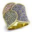 Jewellery Kingdom Cubic Zirconia Amethyst Peridot Pink Steel Sparkle Ladies Ring (Gold & Multi Colour) - Jewelry Rings - British D'sire