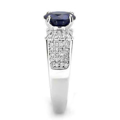 Jewellery Kingdom Cubic Zirconia Baguettes Pave Silver Dress Rhodium Sparkling Ladies Blue Sapphire Ring - Jewelry Rings - British D'sire