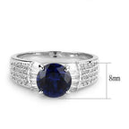 Jewellery Kingdom Cubic Zirconia Baguettes Pave Silver Dress Rhodium Sparkling Ladies Blue Sapphire Ring - Jewelry Rings - British D'sire