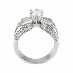 Jewellery Kingdom Cubic Zirconia Baguettes Stainless Steel Channel Cocktail Ladies Marquise Ring (Silver) - Jewelry Rings - British D'sire