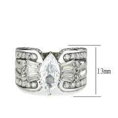 Jewellery Kingdom Cubic Zirconia Baguettes Stainless Steel Channel Cocktail Ladies Marquise Ring (Silver) - Jewelry Rings - British D'sire