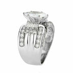 Jewellery Kingdom Cubic Zirconia Baguettes Stainless Steel Channel Cocktail Ladies Marquise Ring (Silver) - Jewelry Rings - British D'sire