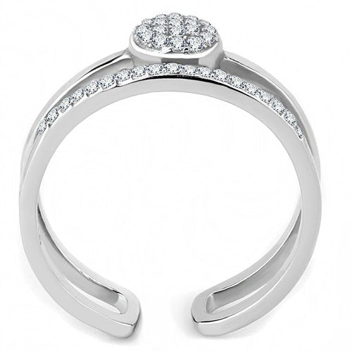Jewellery Kingdom Cubic Zirconia Band Double Pave Pretty Stainless Steel Ladies Ring (Silver) Secondary image