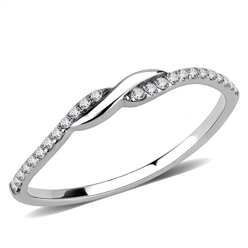 Jewellery Kingdom Cubic Zirconia Band Solitaire Accents Stainless Steel Pretty Elegant Ladies Ring (Silver) - Jewelry Rings - British D'sire