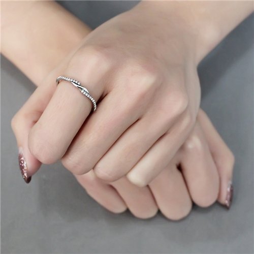 Jewellery Kingdom Cubic Zirconia Band Solitaire Accents Stainless Steel Pretty Elegant Ladies Ring (Silver) - Jewelry Rings - British D'sire