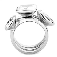 Jewellery Kingdom Cubic Zirconia Bands Bezel 4carat Marquise Emerald Stacking Ladies Ring Set (Silver) - Jewelry Rings - British D'sire