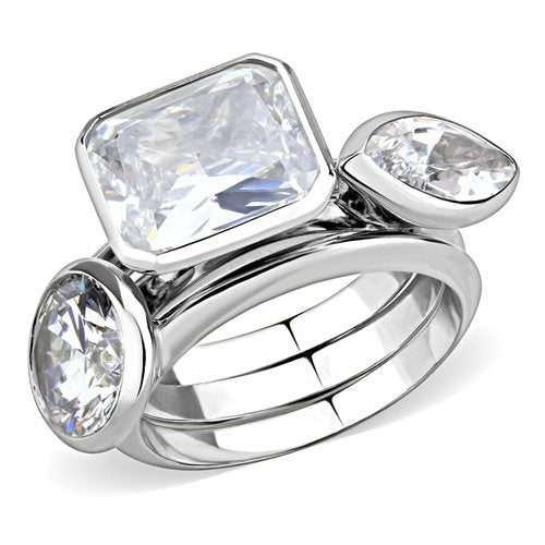 Jewellery Kingdom Cubic Zirconia Bands Bezel 4carat Marquise Emerald Stacking Ladies Ring Set (Silver) - Jewelry Rings - British D'sire