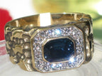 Jewellery Kingdom Cubic Zirconia Bezel Emerald Nugget Chunky Mens Gold Sapphire Ring - Jewelry Rings - British D'sire