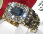 Jewellery Kingdom Cubic Zirconia Bezel Emerald Nugget Chunky Mens Gold Sapphire Ring - Jewelry Rings - British D'sire