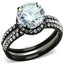 Jewellery Kingdom Cubic Zirconia Black Bands Solitaire Ladies Engagement Wedding Ring Set - Engagement Rings - British D'sire