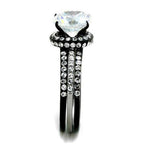 Jewellery Kingdom Cubic Zirconia Black Bands Solitaire Ladies Engagement Wedding Ring Set - Engagement Rings - British D'sire