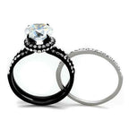 Jewellery Kingdom Cubic Zirconia Black Bands Solitaire Ladies Engagement Wedding Ring Set - Engagement Rings - British D'sire