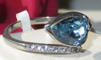 Jewellery Kingdom Cubic Zirconia Blue Bezel Accents Stainless Steel Pear Aquamarine Ladies Ring - Jewelry Rings - British D'sire