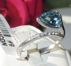 Jewellery Kingdom Cubic Zirconia Blue Bezel Accents Stainless Steel Pear Aquamarine Ladies Ring - Jewelry Rings - British D'sire