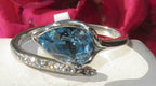 Jewellery Kingdom Cubic Zirconia Blue Bezel Accents Stainless Steel Pear Aquamarine Ladies Ring - Jewelry Rings - British D'sire