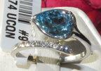 Jewellery Kingdom Cubic Zirconia Blue Bezel Accents Stainless Steel Pear Aquamarine Ladies Ring - Jewelry Rings - British D'sire