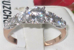Jewellery Kingdom Cubic Zirconia Clear Sparkling Ladies Anniversary Ring (Rose Gold) - Jewelry Rings - British D'sire