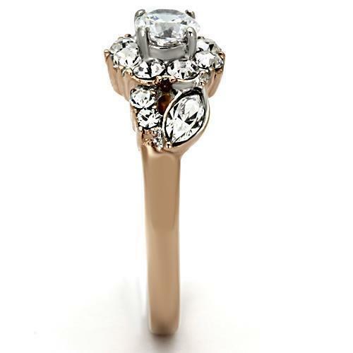 Jewellery Kingdom Cubic Zirconia Cluster Ladies Steel Clear Marquise Round Rose Gold Ring Secondary image
