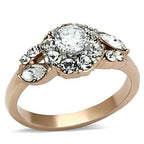 Jewellery Kingdom Cubic Zirconia Cluster Ladies Steel Clear Marquise Round Rose Gold Ring - Jewelry Rings - British D'sire