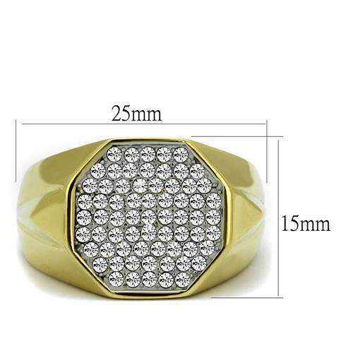 Jewellery Kingdom Cubic Zirconia Cluster Pave Signet Pinky Sparkling Steel Mens Gold Ring Secondary image