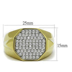 Jewellery Kingdom Cubic Zirconia Cluster Pave Signet Pinky Sparkling Steel Mens Gold Ring - Jewelry Rings - British D'sire