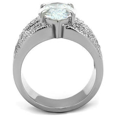 Jewellery Kingdom Cubic Zirconia Cocktail 8 CT Silver Stainless Steel Clear Ladies Marquise Ring - Jewelry Rings - British D'sire