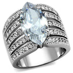 Jewellery Kingdom Cubic Zirconia Cocktail 8 CT Silver Stainless Steel Clear Ladies Marquise Ring - Jewelry Rings - British D'sire