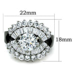 Jewellery Kingdom Cubic Zirconia Cocktail Baguettes Solitaire Stainless Steel Sparkling Ladies Black Ring - Jewelry Rings - British D'sire