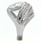 Jewellery Kingdom Cubic Zirconia Cocktail Big Statement Stainless Steel Chunky Ladies Ring (Silver) - Jewelry Rings - British D'sire