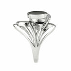 Jewellery Kingdom Cubic Zirconia Cocktail Black 3D Circles Statement Steel Ladies Ring - Jewelry Rings - British D'sire